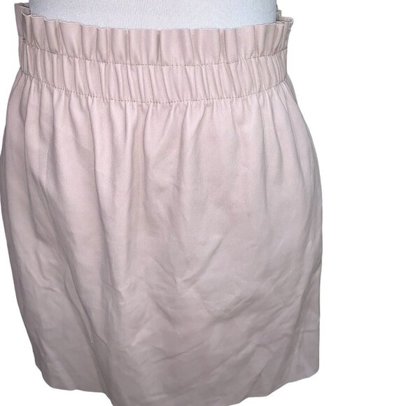 Zara Knit Women's M Medium Paperbag Mini Skirt Faux Leather Pink w. Pockets - Picture 2 of 5